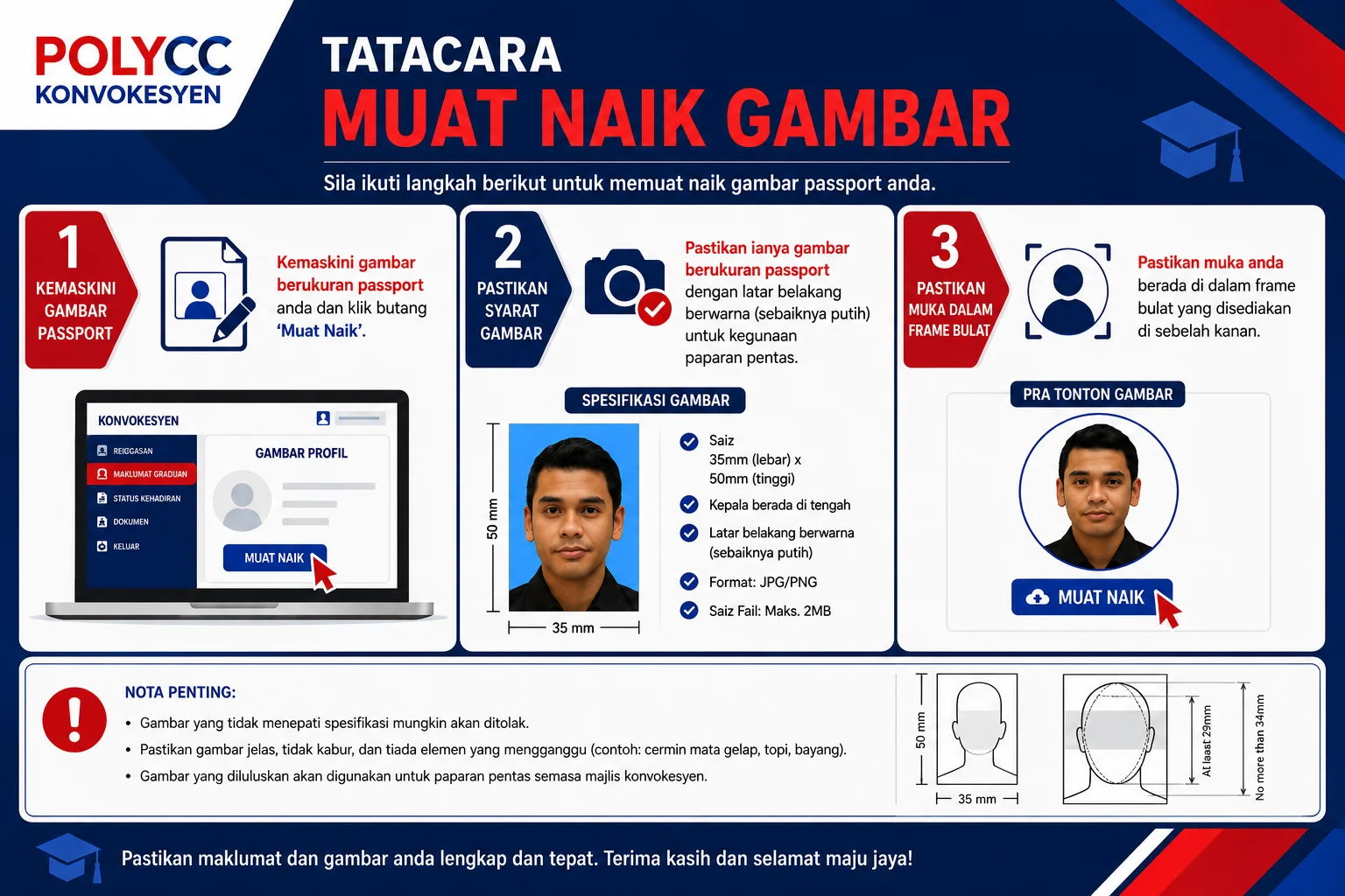 Tatacara muat naik gambar graduan